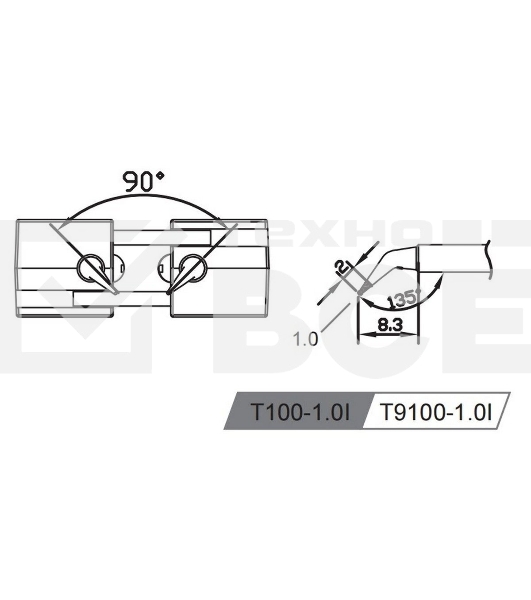 Жало со встроенным нагревателем Atten T100-1.0I