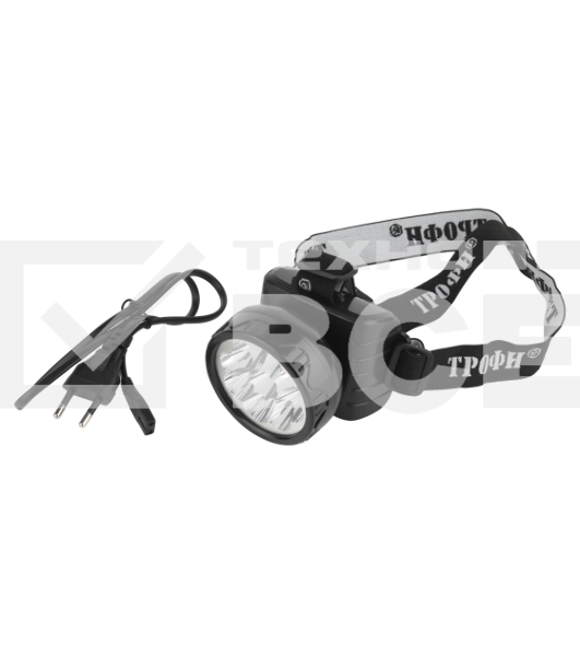 Фонарь налобный светодиодный Трофи TG9 ударопрочный, 9 LED, 2 режима, аккумуляторный, чёрный