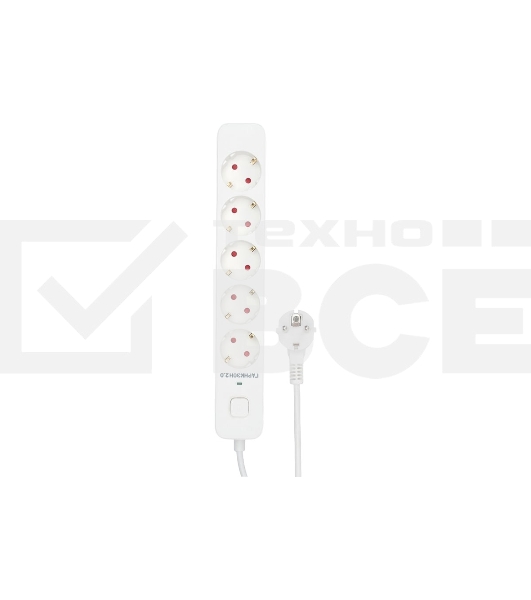 Сетевой фильтр Гарнизон EPS-5-W-2 5р, 2.0, 10А, 2м, ур.защиты 2+, белый, пакет (21442)