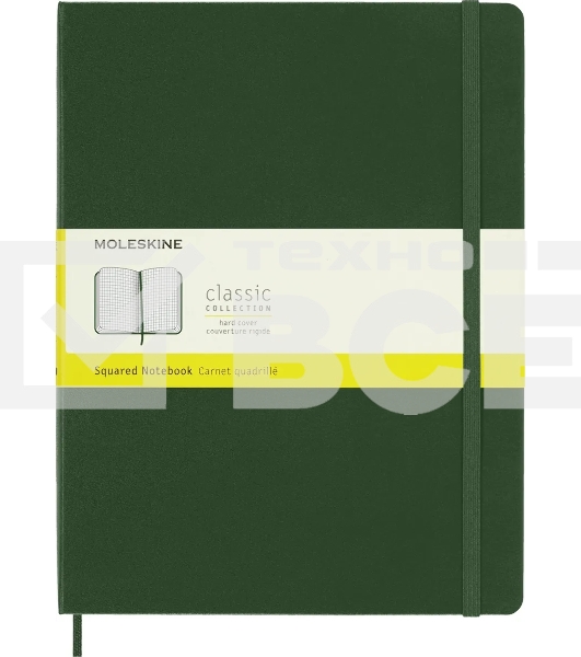Блокнот MOLESKINE Classic, 192стр, в клеточку, твердая обложка, зеленый qp091k15