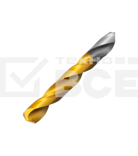 Сверло спиральное по металлу Denzel 5,5 х 139 мм, Р6М5, Golden Tip, удлиненное