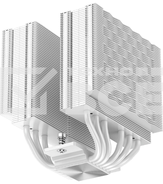 Кулер для процессора PCCooler RZ620 WH (260W, 4-pin PWM, 158мм, Al/Cu, 6x6мм, 2x120мм, 86.73CFM, 32dBA, 1800RPM, S: 1851/1700/1200/115X, AM5/AM4, белый)