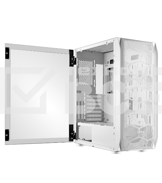 Компьютерный корпус Ginzzu GL 185 белый боковая дверца закаленное стекло на петлях на магнитах