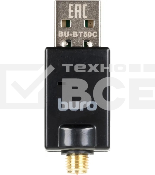 Адаптер USB Buro Bluetooth 5.0+EDR class 1 100м черный