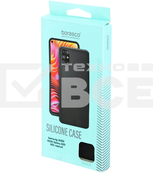 Чехол (клип-кейс) BORASCO Silicone Case, для Samsung Galaxy A22/M22, черный