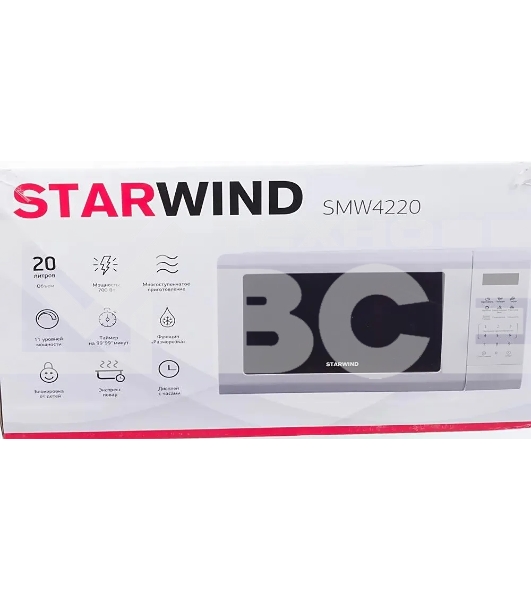 Микроволновая печь Starwind SMW4220 белый, 20 л, 700 Вт, переключатели - мембранные кнопки