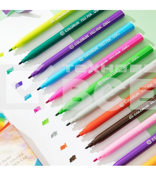 Фломастеры Deli EC10000 ColoRun Вентилируемый 12цв. коробка с европодвесом