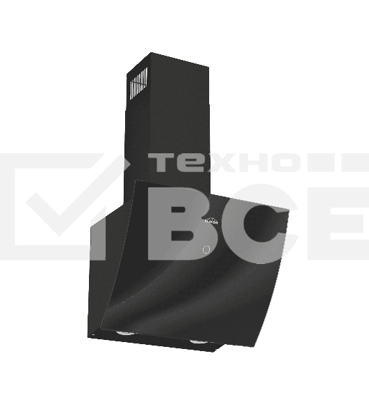 Вытяжка каминная Elikor Wave BK 50 черный, управление сенсорное (1 мотор)