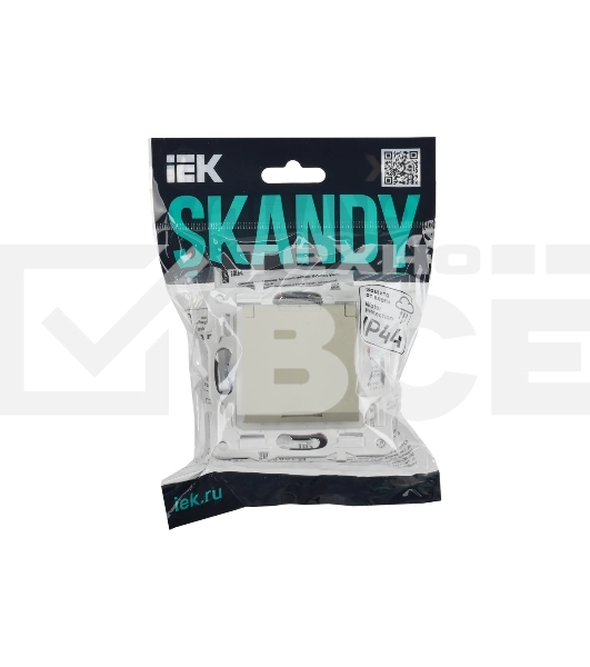 Розетка 1-местная IEK SKANDY SK-R11B (SK-R16-16-44-K10) с заземлением, с защитными шторками и крышкой 16А IP44, бежевый