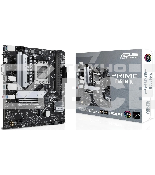 Материнская плата ASUS PRIME B650M-K, Socket AM5, AMD B650, 2xDDR5, 4xSATA, 2xM.2, 1xPCIe 4.0 x16, 2xPCIe 4.0 x1, 1xHDMI, 1xVGA, 1x 2.5Gb LAN, 4xUSB-A 2.0, 2xUSB-A 3.2 Gen 1, 2xUSB-A 3.2 Gen 2, 3x3.5 мм, 7.1, mATX