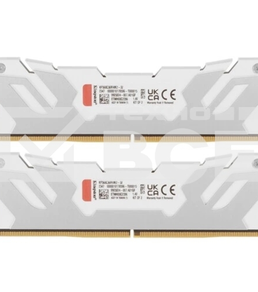 Оперативная память Kingston Fury Renegade, DDR5, 32GB (2x16GB), 6800MHz, CL36, DIMM, с радиатором, белый