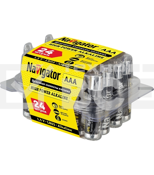 Элемент питания алкалиновый Navigator AAA/LR03 94 787 NBT-NE-LR03-BOX24 (уп.24шт)