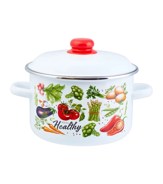 Кастрюля Appetite 1RD201M Veggies эмалированная сталь, цилиндрическая 4 л