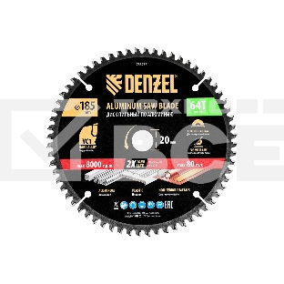 Пильный диск по алюминию Denzel ф185 х 20 мм, 64 зубьев 733757
