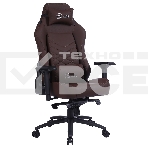 Кресло игровое Cactus CS-CHR-0112BR коричневый, сиденье коричневый, эко.кожа, с подголов. крестовина металл, пластик черный, фото 1