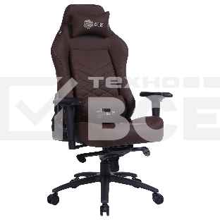 Кресло игровое Cactus CS-CHR-0112BR коричневый, сиденье коричневый, эко.кожа, с подголов. крестовина металл, пластик черный