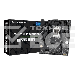 Материнская плата Maxsun Challenger B760M, LGA 1700, Intel B760, 2xDDR4, 3xSATA, 2xM.2, 1xPCIe 4.0 x16, 1xPCIe 3.0 x1, 1xHDMI, 1xVGA, 1x 1Gb LAN, 4xUSB-A 3.2 Gen 1, 2xUSB-A 2.0, 5.1, M-ATX