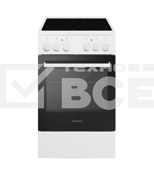 Плита электрическая Maunfeld MEC55CW07 белый, конфорок 4 шт, духовка 60 л, 50 см x 85 см x 60 см