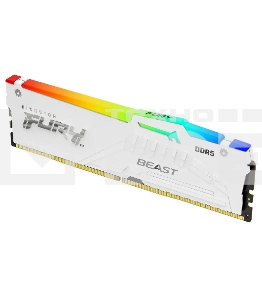Оперативная память Kingston Fury Beast, DDR5, 16GB (1x16GB), 6000MHz, CL36, DIMM, с радиатором, RGB, белый