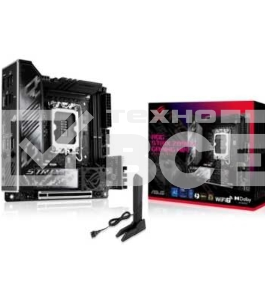 Материнская плата ASUS ROG STRIX Z890-I GAMING WIFI, LGA 1851, Intel Z890, 2xDDR5, 2xSATA, 2xM.2, 1xPCIe 5.0 x16, 1xHDMI, 2xUSB-C Thunderbolt 4, 1xUSB-C 20Gbps, 3xUSB-A 10Gbps, 1xUSB-A 5Gbps, 2xUSB-A 2.0, 1x 2.5Gb LAN, Mini-ITX