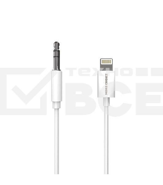 Кабель аудио MORE CHOICE (4610196409820) UK28i AUX 3.5мм Lightning 8-pin 1м, белый
