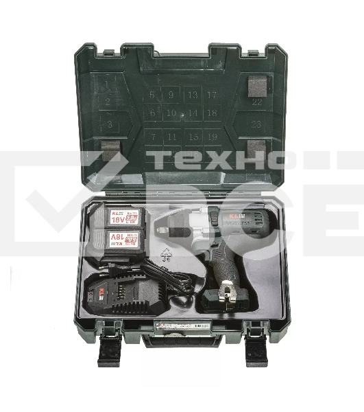 Профессиональный бесщеточный гайковерт аккумуляторный KLPRO KLSS18BHX-50 (18В, Li-ion-2шт, 5.0Ач, 800Нм, 2 скорости, подсветка,З/У,в кейсе)