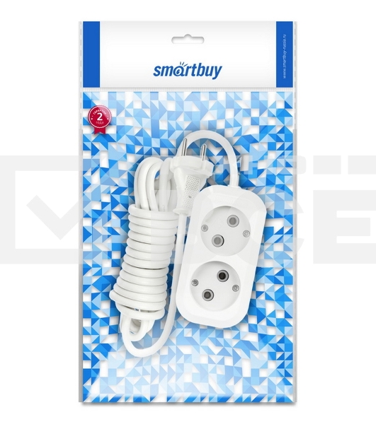 Удлинитель бытовой Smartbuy (SBE-10-2-05-N) 2 гнз х 5,0 м (10А/2.2 кВт, ПВС 2х1.0)