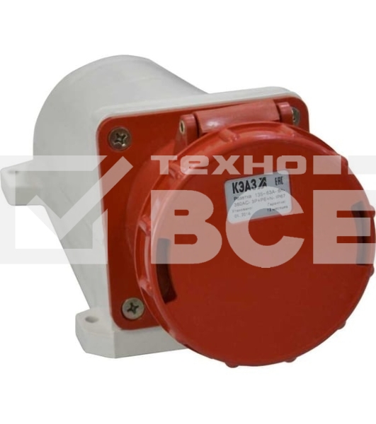 Розетка 135 63А 6h 380AC 3P+PE+N IP67 для монтажа на поверхность КЭАЗ 241221