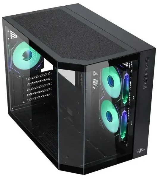 Корпус mATX Eurocase M2771 black, без БП, закаленное стекло 2 стороны