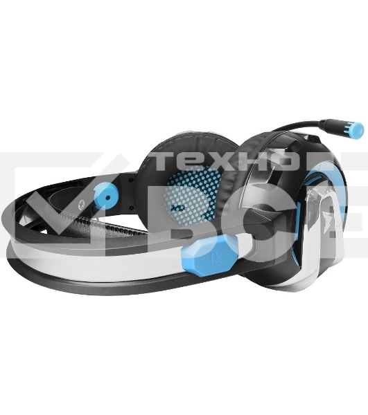 Гарнитура Crown CMGH-3101 чёрный/синий, проводная, подсветка