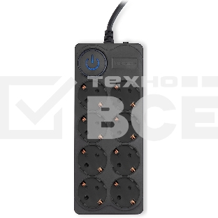 Сетевой фильтр Ippon BK-8-EU-3-16-B 3м (8 розеток) черный (коробка)