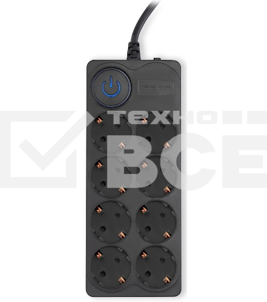 Сетевой фильтр Ippon BK-8-EU-3-16-B 3м (8 розеток) черный (коробка)