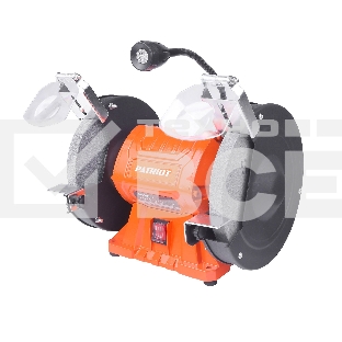 Станок заточной PATRIOT Expert GM 200 L, подсветка, 550Вт, 2980об/мин, 200мм диск, А36/А60 зерн, посадочный 16 мм, асинхронный, адаптер на круги 32 мм