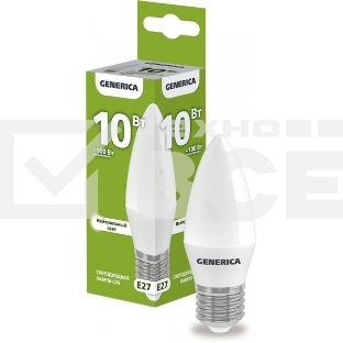 Лампа светодиодная C35 свеча 10Вт 230В 4000К E27 GENERICA
