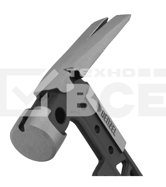 Молоток строительный Denzel 450 г, цельнокованый, боек с магнитом, двухкомп. обрезин. рук-ка