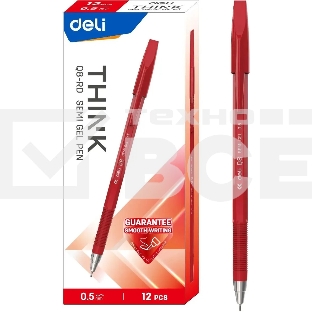 Набор ручек шариковых Deli Think EQ8-RD, красные чернила (12шт), линия 0.5мм