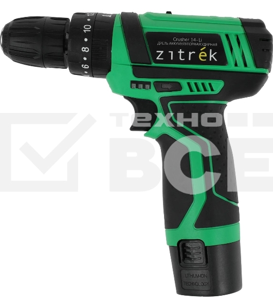 Дрель-шуруповерт аккумуляторная Zitrek Crusher 063-4054, Аккумуляторная, 12В, 2 АКБ, Ударная, Кейс