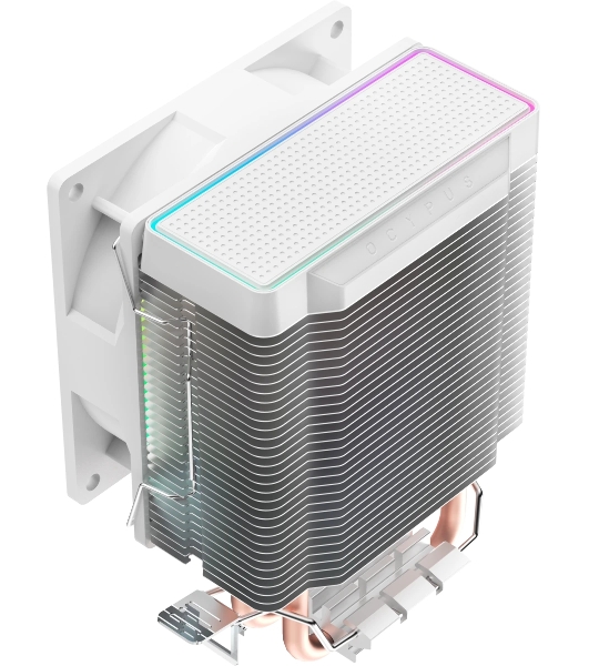 Кулер для процессора Ocypus Gamma A20 WH ARGB, 92mm FARGB FAN, Top FARGB Panel, 2 HEAT PIPES, 3-PIN, 1900 RPM, 21DBA, HYDRO BEARING, LGA115X/1200/1700/18XX, AM4/AM5