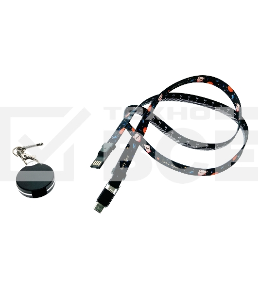 Кабели/Переходники Espada 3в1 Elyard3i1 ремешок черный Type C + micro USB + Lightning