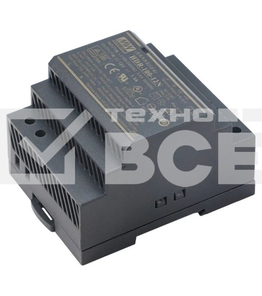 Блок питания AC-DC, 90Вт, вход 85-264 В AC 47-63Гц,120-370В DC, выход 12В,7.5А, рег. выхода 12-13.8В, в кожухе на DIN-рейку