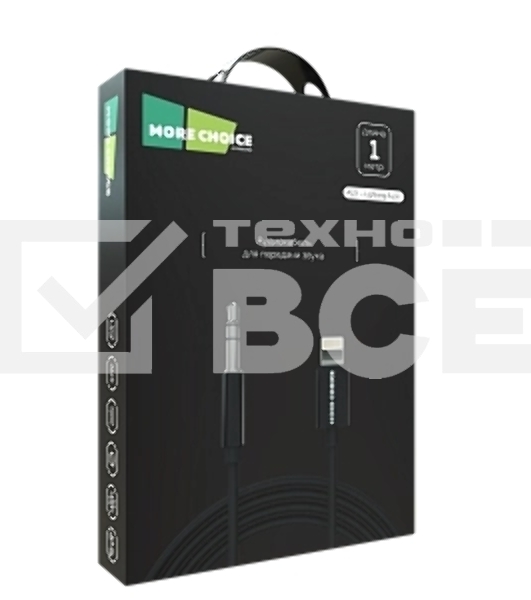 Кабель аудио MORE CHOICE (4610196409837) UK28i AUX 3.5мм Lightning 8-pin 1м, черный