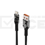 Дата-кабель Maxvi MC-33L USB-Lightning 2.4А, прозрачный корпус, LED подсветка, 1м, черный, фото5