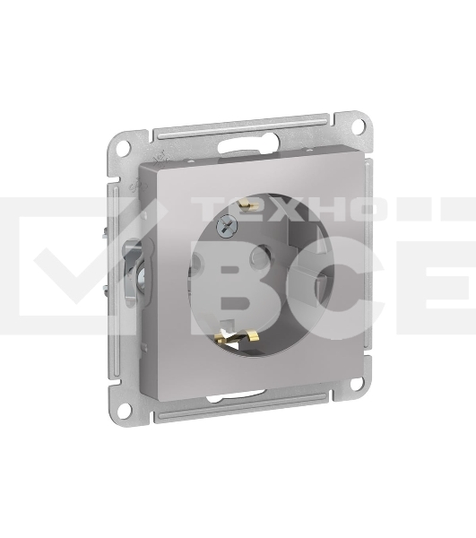 Механизм розетки 1-м СП AtlasDesign с заземл. защ. шторки 16А алюм. SchE ATN000345