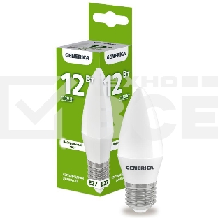 Лампа светодиодная GENERICA LL-C35-12-230-40-E27-G C35 12Вт свеча 4000К E27 230В