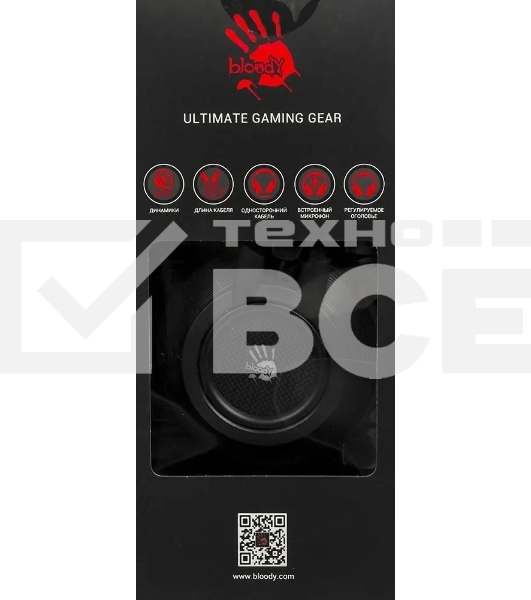 Гарнитура проводная с микрофоном A4 Bloody G525 черный 2м мониторные оголовье (G525 BLACK)