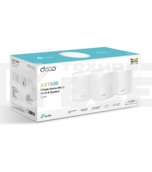 Бесшовный Mesh роутер TP-Link Deco X10 (DECO X10(3-PACK)) AX1500 10/100/1000BASE-TX белый (упак.:3шт)