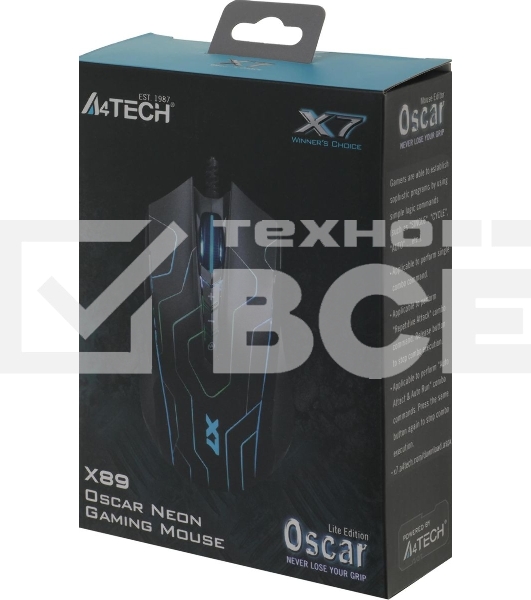 Мышь проводная A4Tech X89 Maze черный, 2400 dpi, USB, кнопки - 8