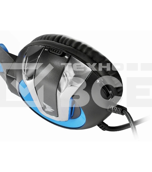 Гарнитура Crown CMGH-3101 чёрный/синий, проводная, подсветка