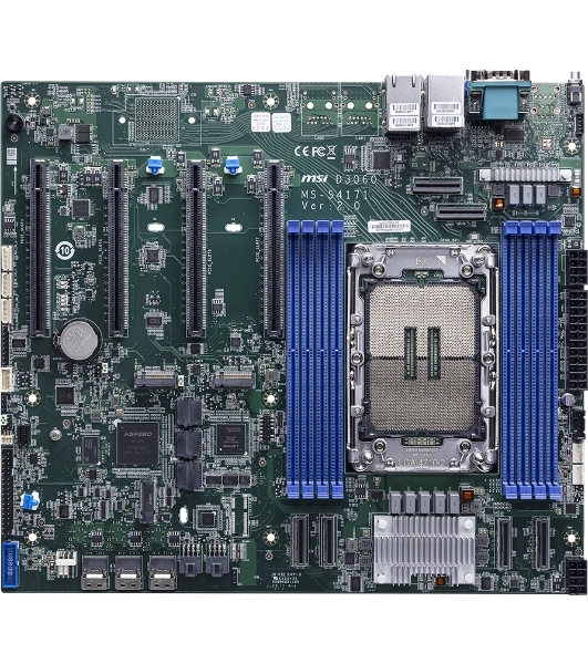 Серверная материнская плата MSI D3060-D3060GB2N-1G, 1xE2 (LGA 4710), Intel Xeon 6700E/6500P/6700P-Series, 8xDDR5 RDIMM (до 8000 МГц), 3xSlimSAS, 6xMCIO, 4xPCIe 5.0 x16, 2xM.2 22110, 2x1Gb LAN, AST2600 BMC, 2xUSB-A 5Gbps, 1xVGA, 1xCOM, RAID 0/1/5/10, SSI CEB