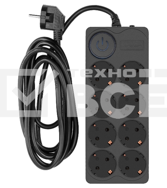Сетевой фильтр Ippon BK-8-EU-3-16-B 3м (8 розеток) черный (коробка)